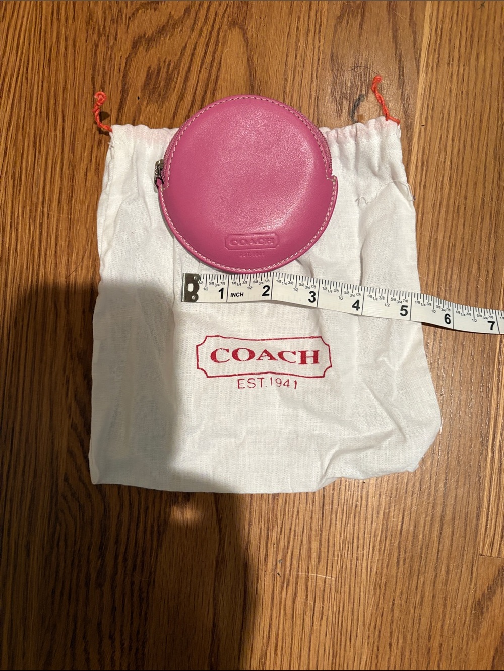 Coach Pink Round Leather Coin Pouch